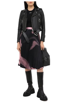 Женская хлопковая футболка OFF-WHITE черного цвета по цене 23350 руб., арт. 0WAA065R21JER001 | Фото 2 Женская хлопковая футболка OFF-WHITE черного цвета, арт. 0WAA065R21JER001 | Фото 2