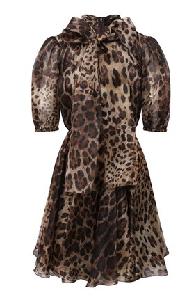 Женское шелковое платье DOLCE & GABBANA леопардового цвета по цене 184000 руб., арт. F6H7QT/HS15L | Фото 1 Женское шелковое платье DOLCE & GABBANA леопардового цвета, арт. F6H7QT/HS15L | Фото 1