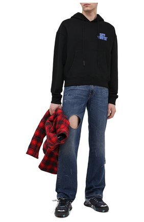 Мужской хлопковое худи OFF-WHITE черного цвета по цене 49950 руб., арт. 0MBB037R21FLE003 | Фото 2 Мужской хлопковое худи OFF-WHITE черного цвета, арт. 0MBB037R21FLE003 | Фото 2 (Рукава: Длинные; Мужское Кросс-КТ: Худи-одежда; Длина (для топов): Стандартные; Стили: Гранж; Принт: С принтом; Материал внешний: Хлопок)