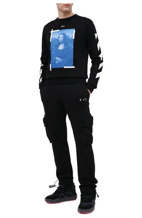 Мужской хлопковый свитшот OFF-WHITE черного цвета по цене 39000 руб., арт. 0MBA025R21FLE003 | Фото 2 Мужской хлопковый свитшот OFF-WHITE черного цвета, арт. 0MBA025R21FLE003 | Фото 2