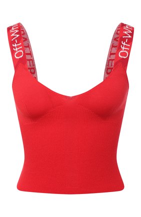 Женский топ из вискозы OFF-WHITE красного цвета по цене 36800 руб., арт. 0WHD011R21KNI001 | Фото 1 Женский топ из вискозы OFF-WHITE красного цвета, арт. 0WHD011R21KNI001 | Фото 1