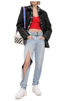 Женский топ из вискозы OFF-WHITE красного цвета по цене 36800 руб., арт. 0WHD011R21KNI001 | Фото 2 Женский топ из вискозы OFF-WHITE красного цвета, арт. 0WHD011R21KNI001 | Фото 2
