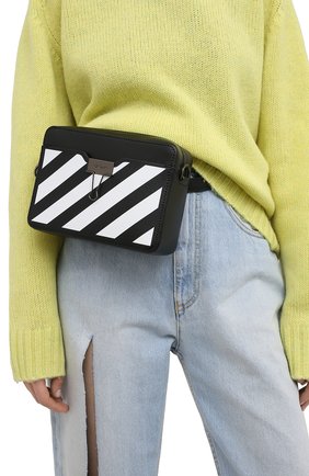 Женская поясная сумка diag OFF-WHITE черного цвета по цене 75050 руб., арт. 0WNA088R21LEA001 | Фото 2 Женская поясная сумка diag OFF-WHITE черного цвета, арт. 0WNA088R21LEA001 | Фото 2 (Ремень/цепочка: На ремешке; Материал: Натуральная кожа; Размер: small; Кросс-КТ: другое; Застежка: Молния; Стили: Классический)