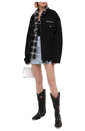 Женская джинсовая юбка OFF-WHITE голубого цвета по цене 41050 руб., арт. 0WYF005R21DEN001 | Фото 2 Женская джинсовая юбка OFF-WHITE голубого цвета, арт. 0WYF005R21DEN001 | Фото 2