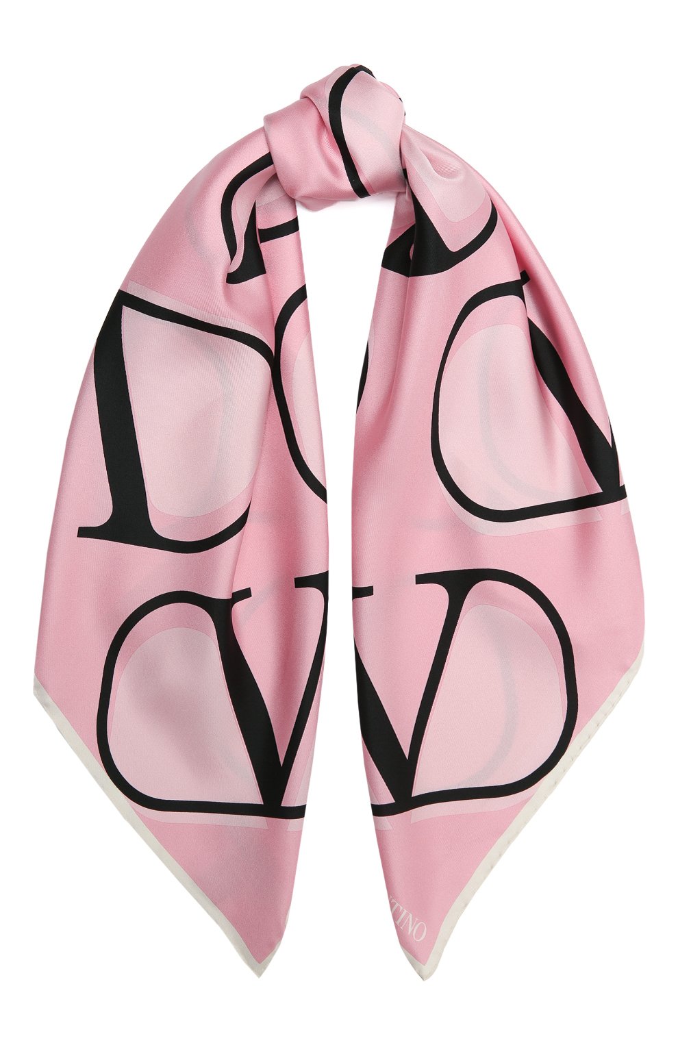 Женский шелковый платок  VALENTINO розового цвета, арт. VW2EI114/HLN | Фото 1 (Принт: С принтом; Материал: Текстиль, Шелк)