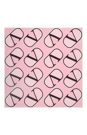 Женский шелковый платок  VALENTINO розового цвета, арт. VW2EI114/HLN | Фото 3 (Принт: С принтом; Материал: Текстиль, Шелк)
