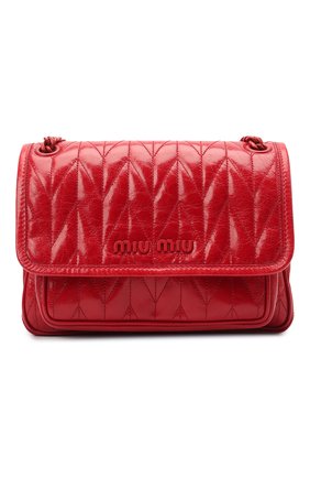 Женская сумка MIU MIU красного цвета, арт. 5BD161-2D6C-F0011-OOO | Фото 1 (Ремень/цепочка: На ремешке; Сумки-технические: Сумки через плечо; Размер: small; Материал: Натуральная кожа)