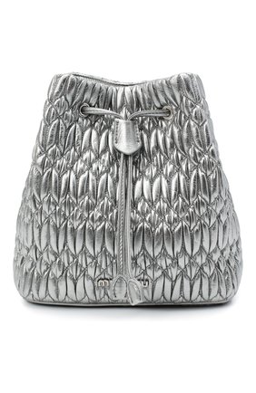 Женская сумка MIU MIU серебряного цвета, арт. 5BE050-FVJ-F0135-OOO | Фото 1 (Сумки-технические: Сумки через плечо; Материал: Натуральная кожа; Ремень/цепочка: На ремешке; Размер: small)