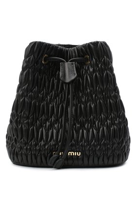 Женская сумка MIU MIU черного цвета, арт. 5BE050-FVJ-F0632-OOO | Фото 1 (Ремень/цепочка: На ремешке; Размер: small; Сумки-технические: Сумки через плечо; Материал: Натуральная кожа)