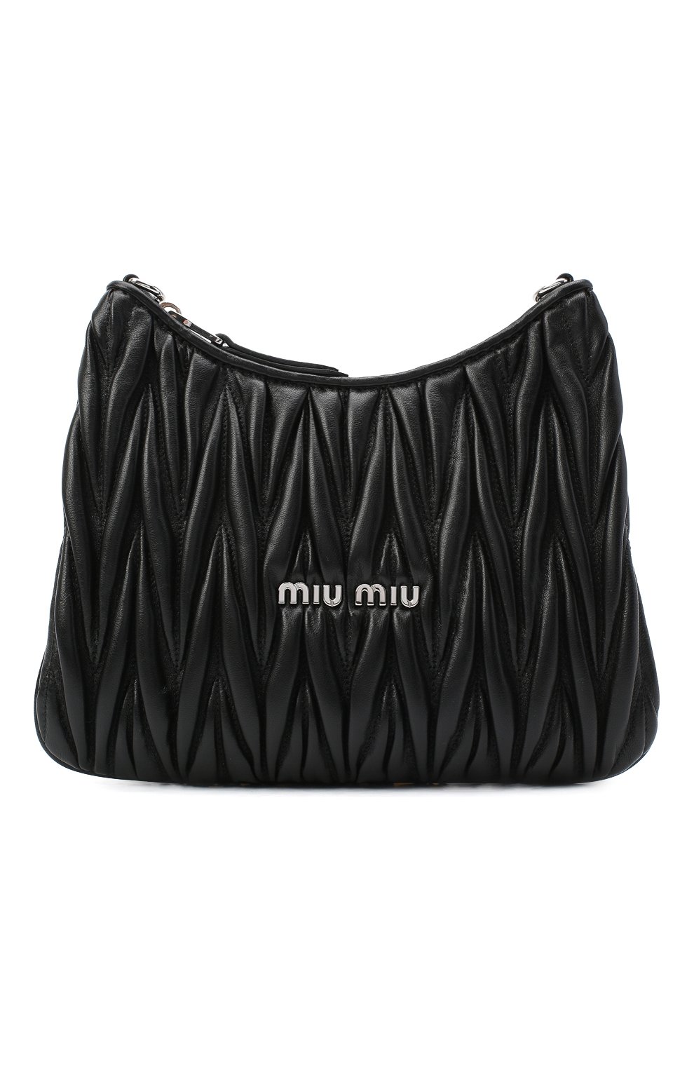 Женская сумка MIU MIU черного цвета, арт. 5BH189-2CE3-F0002-OOO | Фото 1 (Сумки-технические: Сумки через плечо; Материал: Натуральная кожа; Ремень/цепочка: На ремешке; Размер: small)
