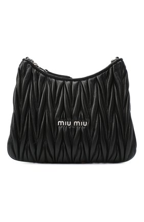Женская сумка MIU MIU черного цвета, арт. 5BH189-2CE3-F0002-OOO | Фото 1 (Материал: Натуральная кожа; Ремень/цепочка: На ремешке; Сумки-технические: Сумки через плечо; Размер: small)