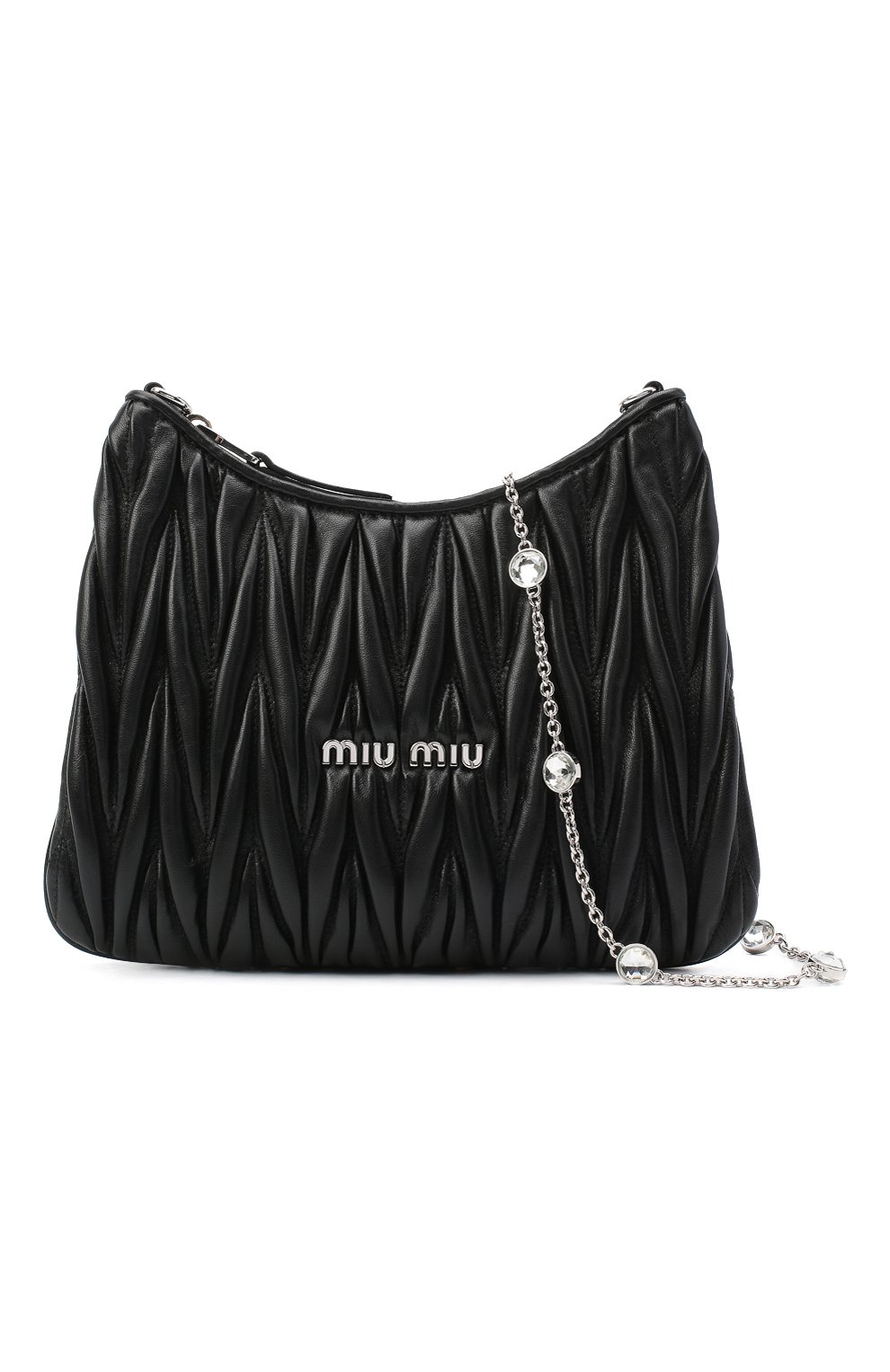 Женская сумка MIU MIU черного цвета по цене 0 руб., арт. 5BH189-2CE3-F0002-OOO | Фото 5 Женская сумка MIU MIU черного цвета, арт. 5BH189-2CE3-F0002-OOO | Фото 5 (Сумки-технические: Сумки через плечо; Материал: Натуральная кожа; Ремень/цепочка: На ремешке; Размер: small)