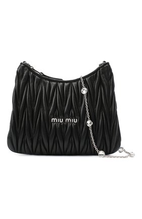 Женская сумка MIU MIU черного цвета, арт. 5BH189-2CE3-F0002-OOO | Фото 5 (Сумки-технические: Сумки через плечо; Материал: Натуральная кожа; Ремень/цепочка: На ремешке; Размер: small)
