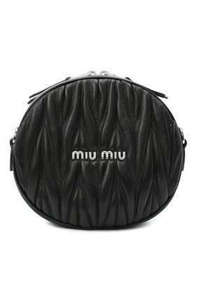 Женская сумка MIU MIU черного цвета, арт. 5BH191-2CE3-F0002-NOY | Фото 1 (Размер: mini; Ремень/цепочка: На ремешке; Сумки-технические: Сумки через плечо; Материал: Натуральная кожа)