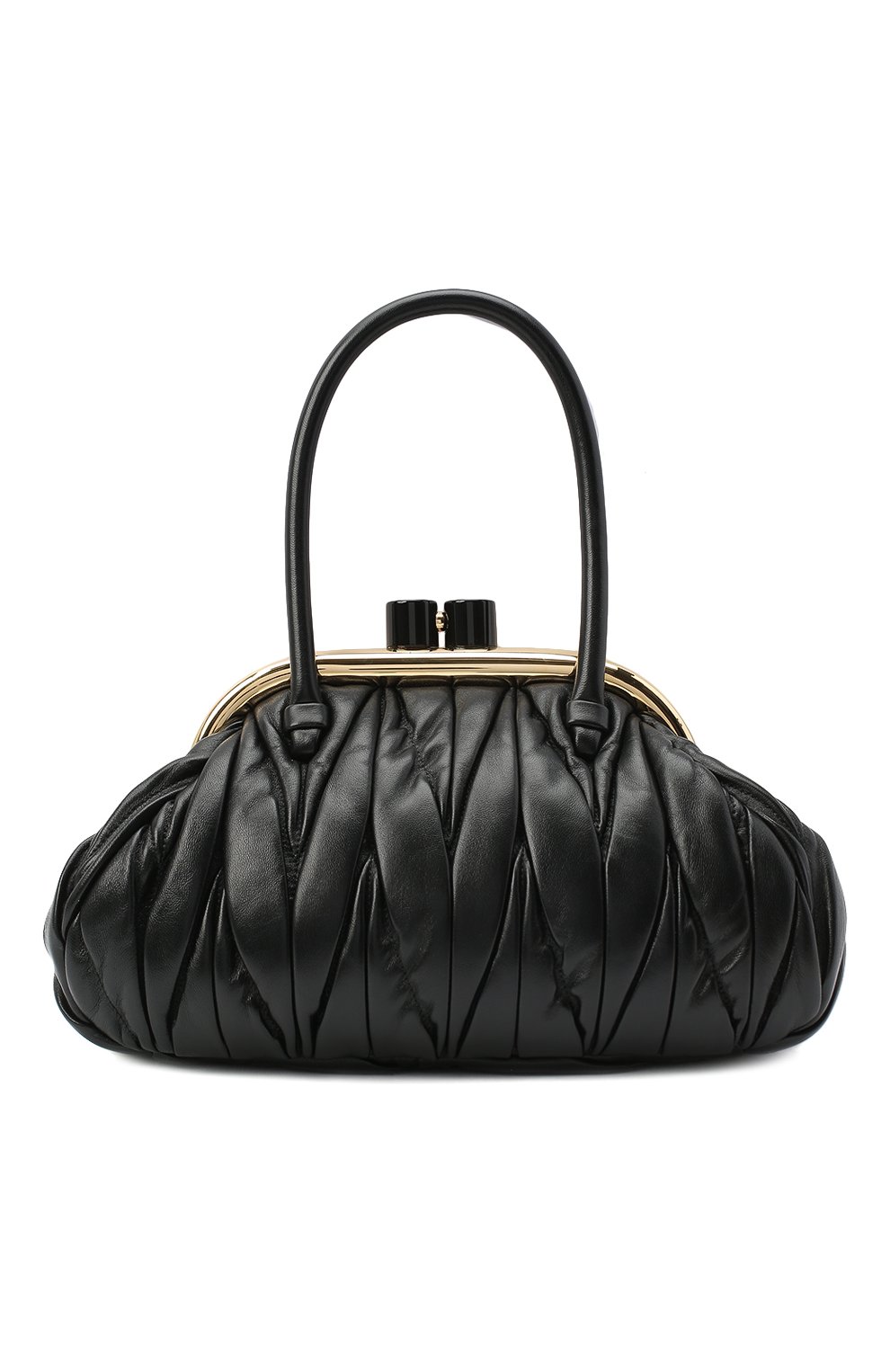 Женская сумка MIU MIU черного цвета, арт. 5BK010-N88-F0002-OOO | Фото 1 (Сумки-технические: Сумки через плечо, Сумки top-handle; Размер: medium; Материал: Натуральная кожа; Ремень/цепочка: На ремешке)
