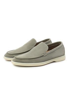 Мужские замшевые лоферы summer walk LORO PIANA светло-зеленого цвета по цене 63900 руб., арт. FAE8124 | Фото 1 Мужские замшевые лоферы summer walk LORO PIANA светло-зеленого цвета, арт. FAE8124 | Фото 1