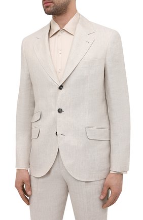 Мужской льняной костюм BRUNELLO CUCINELLI бежевого цвета по цене 299500 руб., арт. MH454LDWH | Фото 2 Мужской льняной костюм BRUNELLO CUCINELLI бежевого цвета, арт. MH454LDWH | Фото 2 (Стили: Кэжуэл; Рукава: Длинные; Костюмы М: Однобортный; Материал подклада: Купро; Материал внешний: Лен)