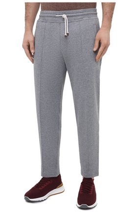 Мужские хлопковые брюки BRUNELLO CUCINELLI серого цвета, арт. M0T313212G | Фото 3 (Длина (брюки, джинсы): Стандартные; Случай: Повседневный; Материал внешний: Хлопок; Стили: Кэжуэл)