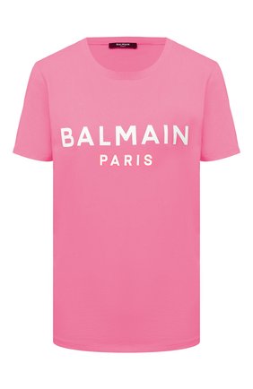 Женская хлопковая футболка BALMAIN розового цвета по цене 25650 руб., арт. VF11350/B019 | Фото 1 Женская хлопковая футболка BALMAIN розового цвета, арт. VF11350/B019 | Фото 1