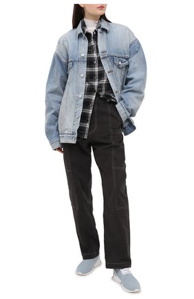 Женские текстильные кроссовки GIORGIO ARMANI голубого цвета по цене 52650 руб., арт. X1X020/XM601 | Фото 2 Женские текстильные кроссовки GIORGIO ARMANI голубого цвета, арт. X1X020/XM601 | Фото 2
