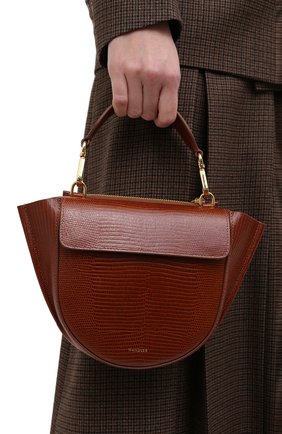 Женская сумка hortensia mini WANDLER коричневого цвета по цене 61900 руб., арт. H0RTENSIA BAG MINI LIZARD | Фото 2 Женская сумка hortensia mini WANDLER коричневого цвета, арт. H0RTENSIA BAG MINI LIZARD | Фото 2 (Сумки-технические: Сумки через плечо, Сумки top-handle; Материал: Натуральная кожа; Размер: mini; Ремень/цепочка: На ремешке)