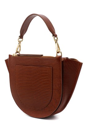 Женская сумка hortensia mini WANDLER коричневого цвета по цене 61900 руб., арт. H0RTENSIA BAG MINI LIZARD | Фото 3 Женская сумка hortensia mini WANDLER коричневого цвета, арт. H0RTENSIA BAG MINI LIZARD | Фото 3 (Сумки-технические: Сумки через плечо, Сумки top-handle; Материал: Натуральная кожа; Размер: mini; Ремень/цепочка: На ремешке)