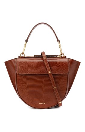 Женская сумка hortensia mini WANDLER коричневого цвета по цене 61900 руб., арт. H0RTENSIA BAG MINI LIZARD | Фото 6 Женская сумка hortensia mini WANDLER коричневого цвета, арт. H0RTENSIA BAG MINI LIZARD | Фото 6 (Сумки-технические: Сумки через плечо, Сумки top-handle; Материал: Натуральная кожа; Размер: mini; Ремень/цепочка: На ремешке)