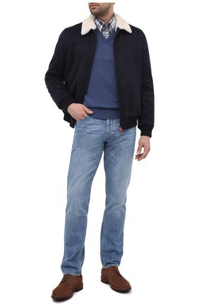 Мужской кашемировый пуловер BRUNELLO CUCINELLI синего цвета по цене 72950 руб., арт. M2200162 | Фото 2 Мужской кашемировый пуловер BRUNELLO CUCINELLI синего цвета, арт. M2200162 | Фото 2