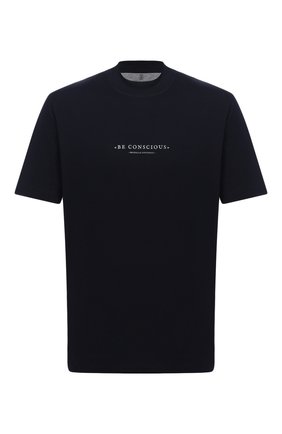 Мужская хлопковая футболка BRUNELLO CUCINELLI темно-синего цвета по цене 31200 руб., арт. M0T817110 | Фото 1 Мужская хлопковая футболка BRUNELLO CUCINELLI темно-синего цвета, арт. M0T817110 | Фото 1 (Длина (для топов): Стандартные; Материал внешний: Хлопок; Принт: С принтом; Стили: Кэжуэл; Рукава: Короткие)
