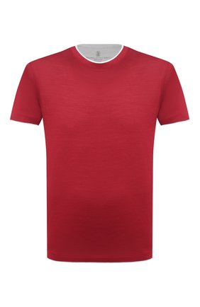 Мужская футболка из шелка и хлопка BRUNELLO CUCINELLI красного цвета по цене 35600 руб., арт. MTS467427 | Фото 1 Мужская футболка из шелка и хлопка BRUNELLO CUCINELLI красного цвета, арт. MTS467427 | Фото 1