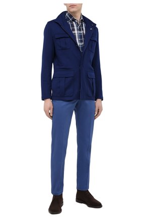 Мужские хлопковые брюки KITON синего цвета по цене 69850 руб., арт. UFPP79J07T36 | Фото 2 Мужские хлопковые брюки KITON синего цвета, арт. UFPP79J07T36 | Фото 2 (Материал внешний: Хлопок; Случай: Повседневный; Длина (брюки, джинсы): Стандартные; Силуэт М (брюки): Чиносы; Стили: Кэжуэл)