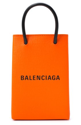 Кожаный чехол shopping для телефона BALENCIAGA оранжевого цвета, арт. 593826/0AI2N | Фото 1 (Кросс-КТ: Деактивировано)