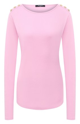 Женский хлопковый пуловер BALMAIN розового цвета по цене 84400 руб., арт. VF10533/J098 | Фото 1 Женский хлопковый пуловер BALMAIN розового цвета, арт. VF10533/J098 | Фото 1 (Длина (для топов): Стандартные; Рукава: Длинные; Стили: Романтичный; Материал внешний: Хлопок; Женское Кросс-КТ: Пуловер-одежда)