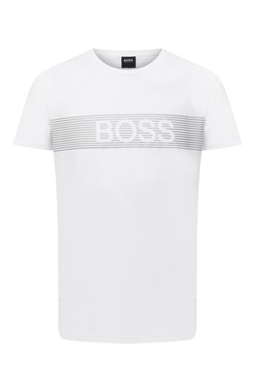 Мужская хлопковая футболка BOSS белого цвета по цене 5600 руб., арт. 50442391 | Фото 1 Мужская хлопковая футболка BOSS белого цвета, арт. 50442391 | Фото 1