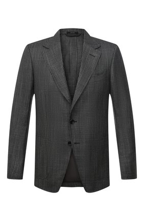 Мужской пиджак из шерсти и шелка TOM FORD серого цвета по цене 335000 руб., арт. 918R45/10SP40 | Фото 1 Мужской пиджак из шерсти и шелка TOM FORD серого цвета, арт. 918R45/10SP40 | Фото 1 (Материал внешний: Шерсть; Длина (для топов): Стандартные; Материал подклада: Шелк, Купро; Пиджаки М: Приталенный; Рукава: Длинные; Случай: Формальный; Стили: Классический; 1-2-бортные: Однобортные)