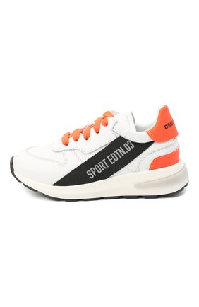 Детские кожаные кроссовки DSQUARED2 белого цвета по цене 16650 руб., арт. 66934/KIPS/GUM/18-27 | Фото 2 Детские кожаные кроссовки DSQUARED2 белого цвета, арт. 66934/KIPS/GUM/18-27 | Фото 2