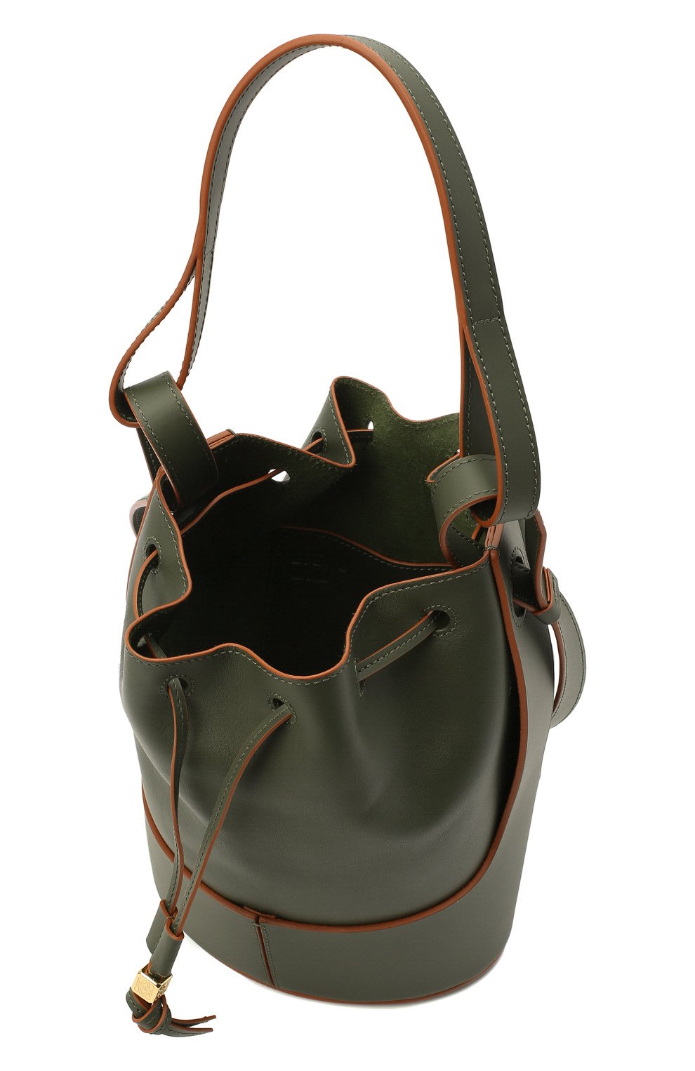 Женская сумка balloon LOEWE хаки цвета, арт. A710C31X31 | Фото 5 (Сумки-технические: Сумки через плечо, Сумки top-handle; Материал: Натуральная кожа; Ремень/цепочка: На ремешке; Размер: small)