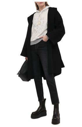 Женское шерстяное пальто LOEWE черного цвета, арт. S359336XCH | Фото 2 (Стили: Кэжуэл; Длина (верхняя одежда): До колена; Рукава: Длинные; Материал внешний: Шерсть; 1-2-бортные: Однобортные; Региональные ограничения белый список (Axapta Mercury): RU)