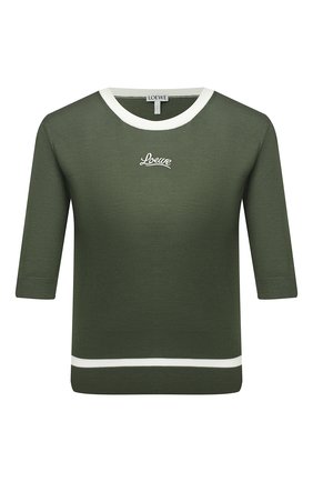 Женский шерстяной пуловер LOEWE хаки цвета по цене 45050 руб., арт. S817Y14K27 | Фото 1 Женский шерстяной пуловер LOEWE хаки цвета, арт. S817Y14K27 | Фото 1