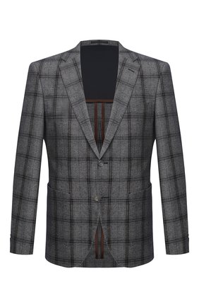 Мужской пиджак из хлопка и шерсти BOSS темно-серого цвета по цене 44500 руб., арт. 50444104 | Фото 1 Мужской пиджак из хлопка и шерсти BOSS темно-серого цвета, арт. 50444104 | Фото 1