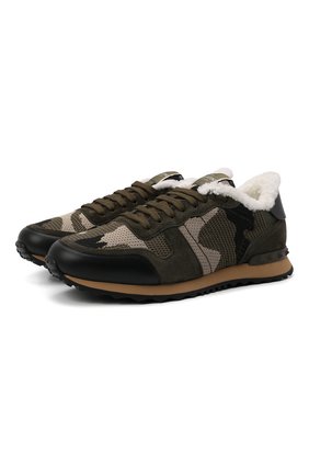 Мужские комбинированные кроссовки rockrunner VALENTINO хаки цвета по цене 66800 руб., арт. VY2S0723/NJE | Фото 1 Мужские комбинированные кроссовки rockrunner VALENTINO хаки цвета, арт. VY2S0723/NJE | Фото 1 (Материал внешний: Текстиль; Подошва: Массивная; Материал утеплителя: Натуральный мех; Региональные ограничения белый список (Axapta Mercury): RU; Длина стельки: 26,3, 25,0, 25,3, 25,6, 26,0, 26,6, 27,0, 27,3, 27,6, 28,0, 28,3, 28,6, 29,0, 29,6, 30,3; Стили: Классический)