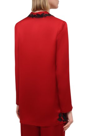 Женская шелковая пижама LA PERLA красного цвета, арт. 0051240 | Фото 3 (Длина (брюки, джинсы): Удлиненные; Материал внешний: Шелк; Рукава: Длинные; Длина Ж (юбки, платья, шорты): Мини; Длина (для топов): Удлиненные)