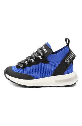Детские кроссовки DSQUARED2 синего цвета по цене 36600 руб., арт. 66936/T0MAIA/CR0STA/SCUBA/28-35 | Фото 2 Детские кроссовки DSQUARED2 синего цвета, арт. 66936/T0MAIA/CR0STA/SCUBA/28-35 | Фото 2 (Материал внутренний: Натуральная кожа; Материал внешний: Текстиль; Стили: Гранж; Региональные ограничения белый список (Axapta Mercury): RU; Длина стельки: 18,8)