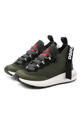 Детские кроссовки DSQUARED2 хаки цвета по цене 39600 руб., арт. 67052/T0MAIA/CR0STA/SCUBA/28-35 | Фото 1 Детские кроссовки DSQUARED2 хаки цвета, арт. 67052/T0MAIA/CR0STA/SCUBA/28-35 | Фото 1 (Материал внешний: Текстиль; Материал внутренний: Натуральная кожа; Стили: Гранж; Региональные ограничения белый список (Axapta Mercury): RU)