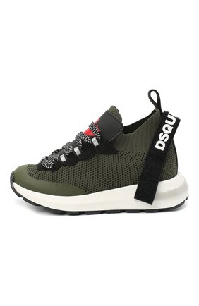 Детские кроссовки DSQUARED2 хаки цвета по цене 39600 руб., арт. 67052/T0MAIA/CR0STA/SCUBA/28-35 | Фото 2 Детские кроссовки DSQUARED2 хаки цвета, арт. 67052/T0MAIA/CR0STA/SCUBA/28-35 | Фото 2 (Материал внешний: Текстиль; Материал внутренний: Натуральная кожа; Стили: Гранж; Региональные ограничения белый список (Axapta Mercury): RU)