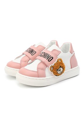 Детские кожаные кеды MOSCHINO белого цвета по цене 17800 руб., арт. 67390/BALTIM0RA/KIPS/18-26 | Фото 1 Детские кожаные кеды MOSCHINO белого цвета, арт. 67390/BALTIM0RA/KIPS/18-26 | Фото 1 (Материал внутренний: Натуральная кожа; Кросс-КТ: велькро; Материал внешний: Кожа)