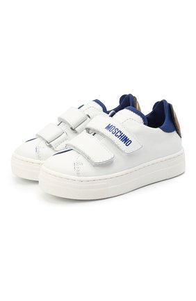 Детские кожаные кеды MOSCHINO белого цвета по цене 26700 руб., арт. 67492/KIPS/GUM/18-27 | Фото 1 Детские кожаные кеды MOSCHINO белого цвета, арт. 67492/KIPS/GUM/18-27 | Фото 1 (Материал внутренний: Натуральная кожа; Кросс-КТ: велькро; Материал внешний: Кожа; Региональные ограничения белый список (Axapta Mercury): RU; Мальчики Кросс-КТ: Обувь-низкие)
