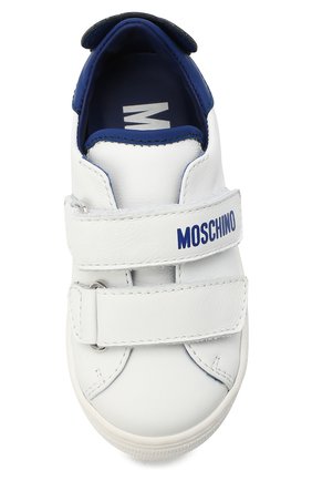 Мужского кожаные кеды MOSCHINO белого цвета по цене 26700 руб., арт. 67492/KIPS/GUM/18-27 | Фото 4 Мужского кожаные кеды MOSCHINO белого цвета, арт. 67492/KIPS/GUM/18-27 | Фото 4 (Мальчики Кросс-КТ: Обувь-низкие; Региональные ограничения белый список (Axapta Mercury): RU; Кросс-КТ: велькро)