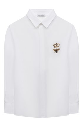 Детская хлопковая рубашка DOLCE & GABBANA белого цвета по цене 21750 руб., арт. L43S14/G7YFM/8-14 | Фото 1 Детская хлопковая рубашка DOLCE & GABBANA белого цвета, арт. L43S14/G7YFM/8-14 | Фото 1 (Материал внешний: Хлопок; Рукава: Длинные; Ростовка одежда: 10 - 11 лет | 140 - 146см, 12 лет | 152 см, 8 лет | 128 см)