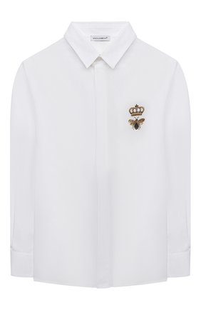Детская хлопковая рубашка DOLCE & GABBANA белого цвета по цене 19950 руб., арт. L43S14/G7YFM/2-6 | Фото 1 Детская хлопковая рубашка DOLCE & GABBANA белого цвета, арт. L43S14/G7YFM/2-6 | Фото 1 (Рукава: Длинные; Материал внешний: Хлопок; Ростовка одежда: 2 года | 92 см, 3 года | 98 см, 4 года | 104 см, 5 лет | 110 см, 6 лет | 116 см)